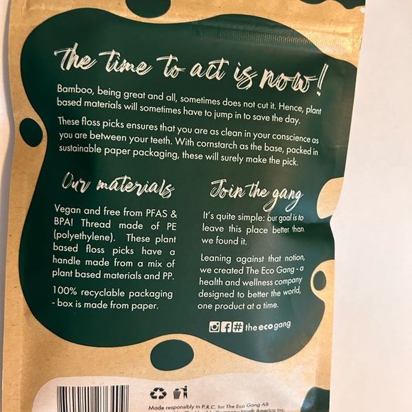 Plant based Charcoal Bamboo Vegan Dental Floss Picks Eco Friendly BPA Free x2 - Picture 4 of 4